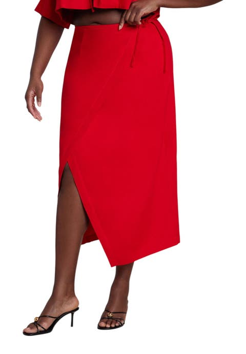 Linen Blend Wrap Skirt (plus)