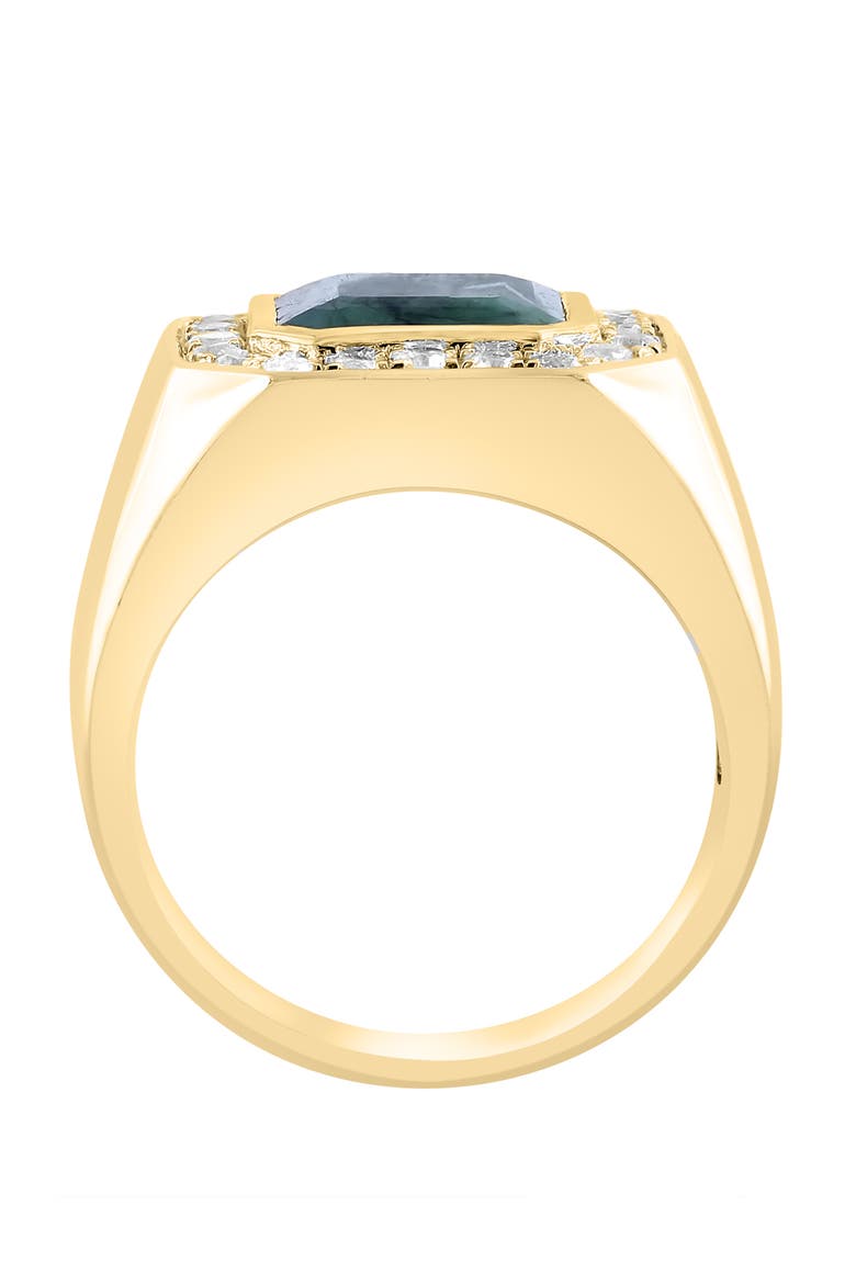 Emerald & White Sapphire Halo Ring in Gold-Plated Sterling Silver, Alternate, color, Green