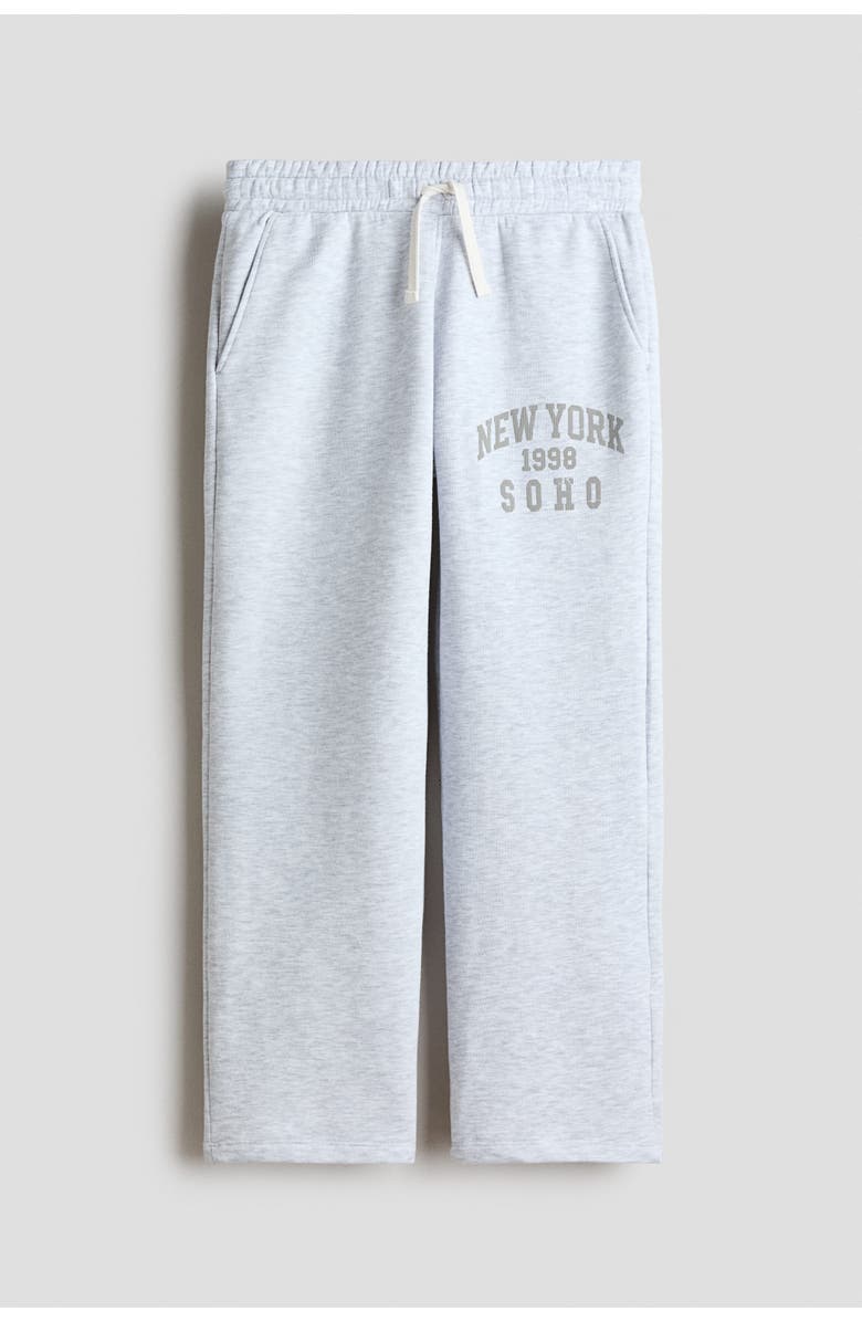 H&M Printed Joggers, Main, color, Light Gray Melange/New York