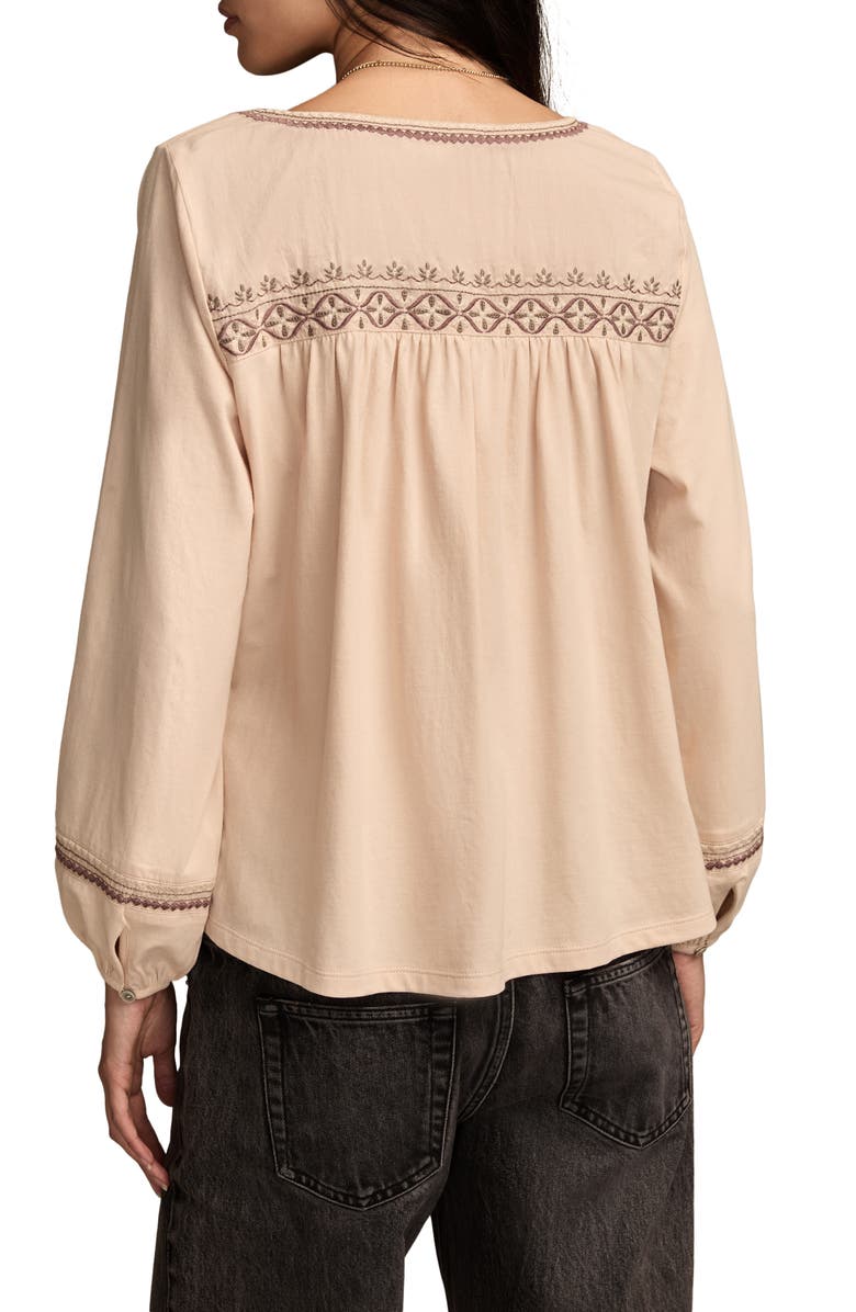 Lucky Brand Embroidered Cotton Peasant Top, Alternate, color, Apple Cinnamon