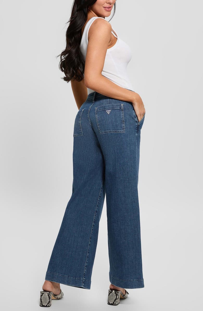 GUESS Zoya Crop Wide Leg Jeans, Alternate, color, Blue