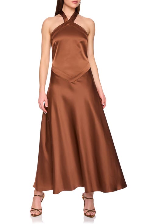 Satin Halter Midi Dress