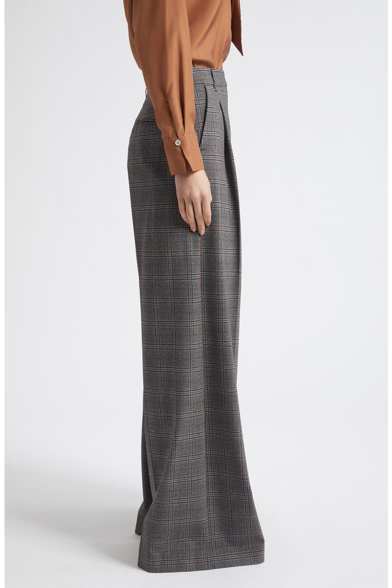 High Waist Wide Leg Pants, Alternate, color, GREY CHECK