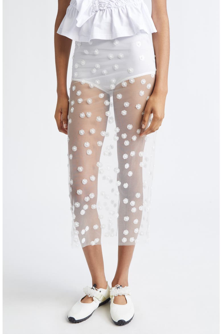Gus Sequin Blossom Sheer Tulle Skirt, Main, color, WHITE