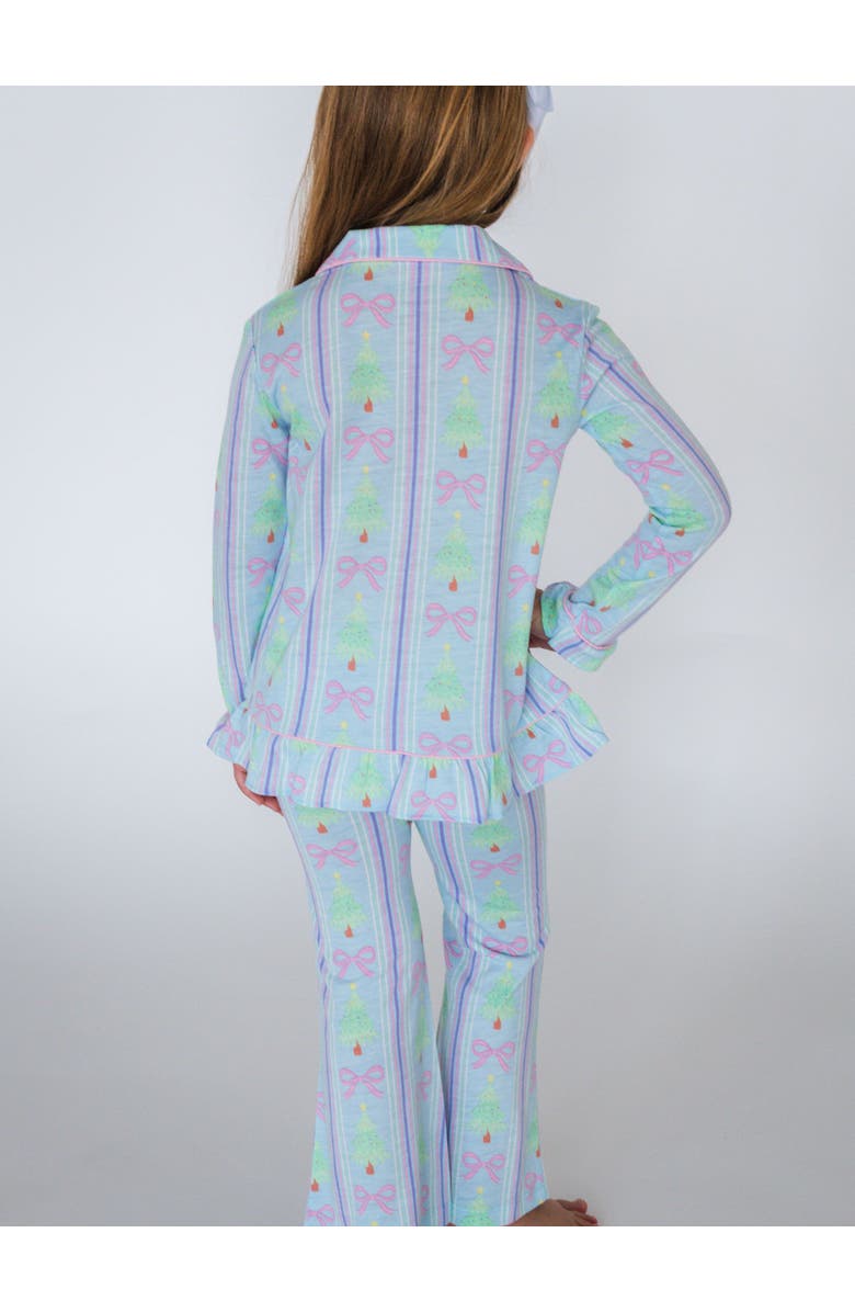 RuffleButts Holiday Ruffle Flare Pajama Set, Alternate, color, Merry Bow Dreams