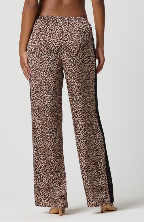 Florence By Mills Lace Trim Satin Pajama Pants In Animal Print