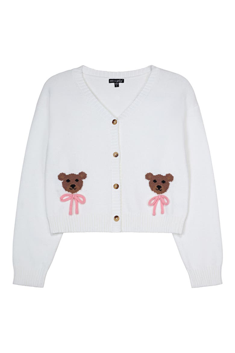 Kids' Bear Cardigan, Main, color, OFF-WHITE