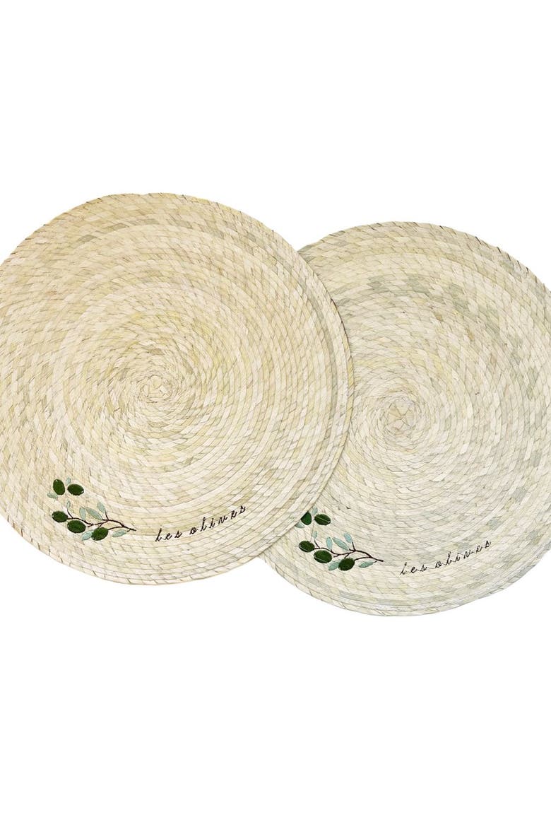 Double Sided Placemat with Embroidery, Main, color, Les Olives