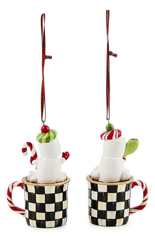 Mackenzie-childs Mackenzie Childs Set Of 2 Check It Out Marshmallow Ornaments In Multi