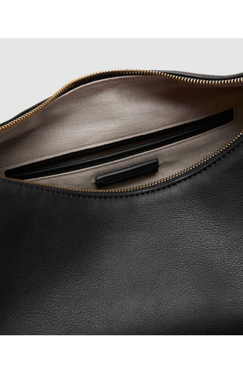 MANGO Oval Faux Leather Shoulder Bag, Alternate, color, Black