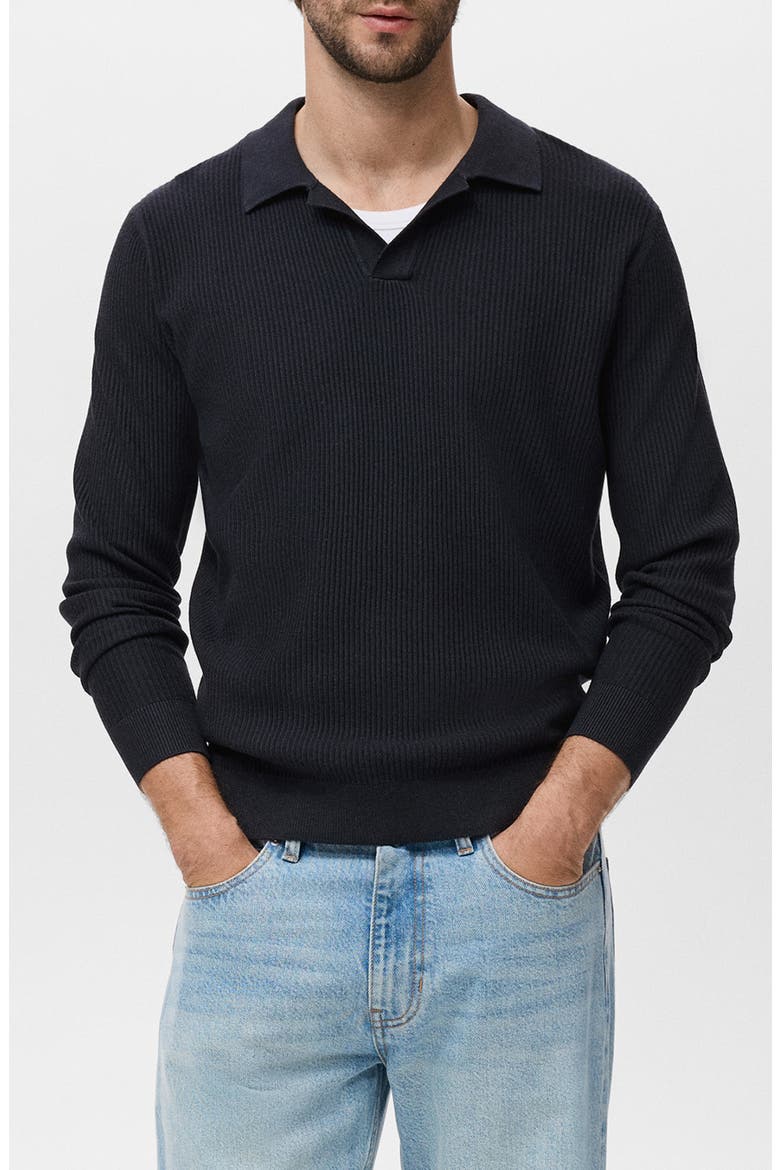 Johnny Collar Rib Polo Sweater, Main, color, NAVY