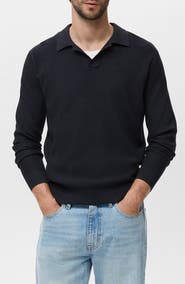 MANGO Johnny Collar Rib Polo Sweater