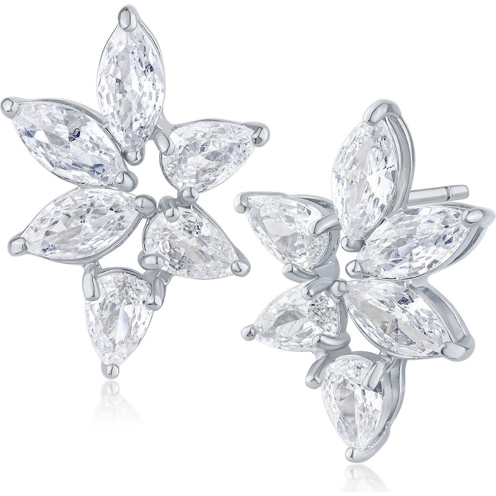 Cz By Kenneth Jay Lane Cubic Zirconia Cluster Stud Earrings In Metallic