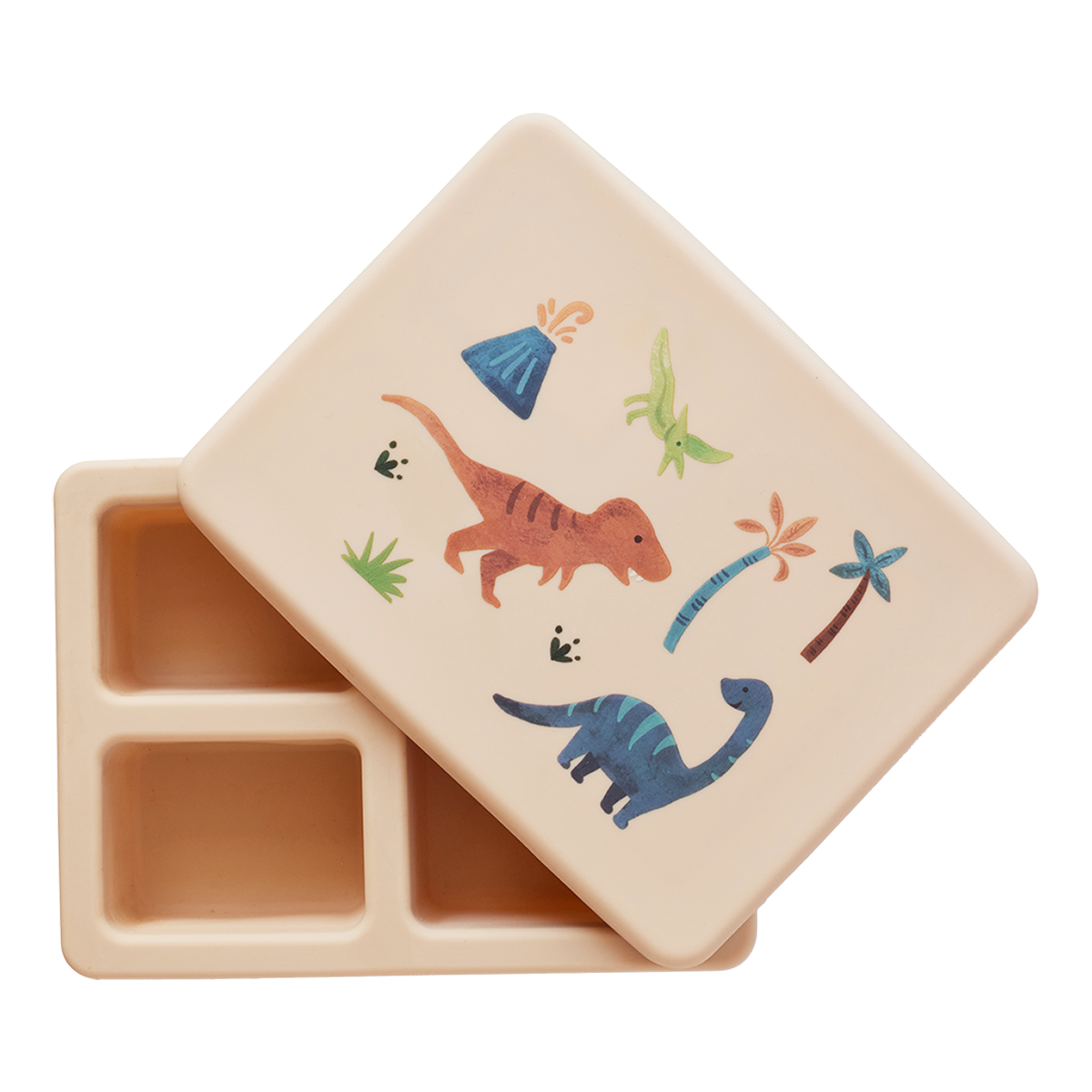 Austin Baby Co Silicone Mini  Bento Box in Dinosaur Warm Cream 