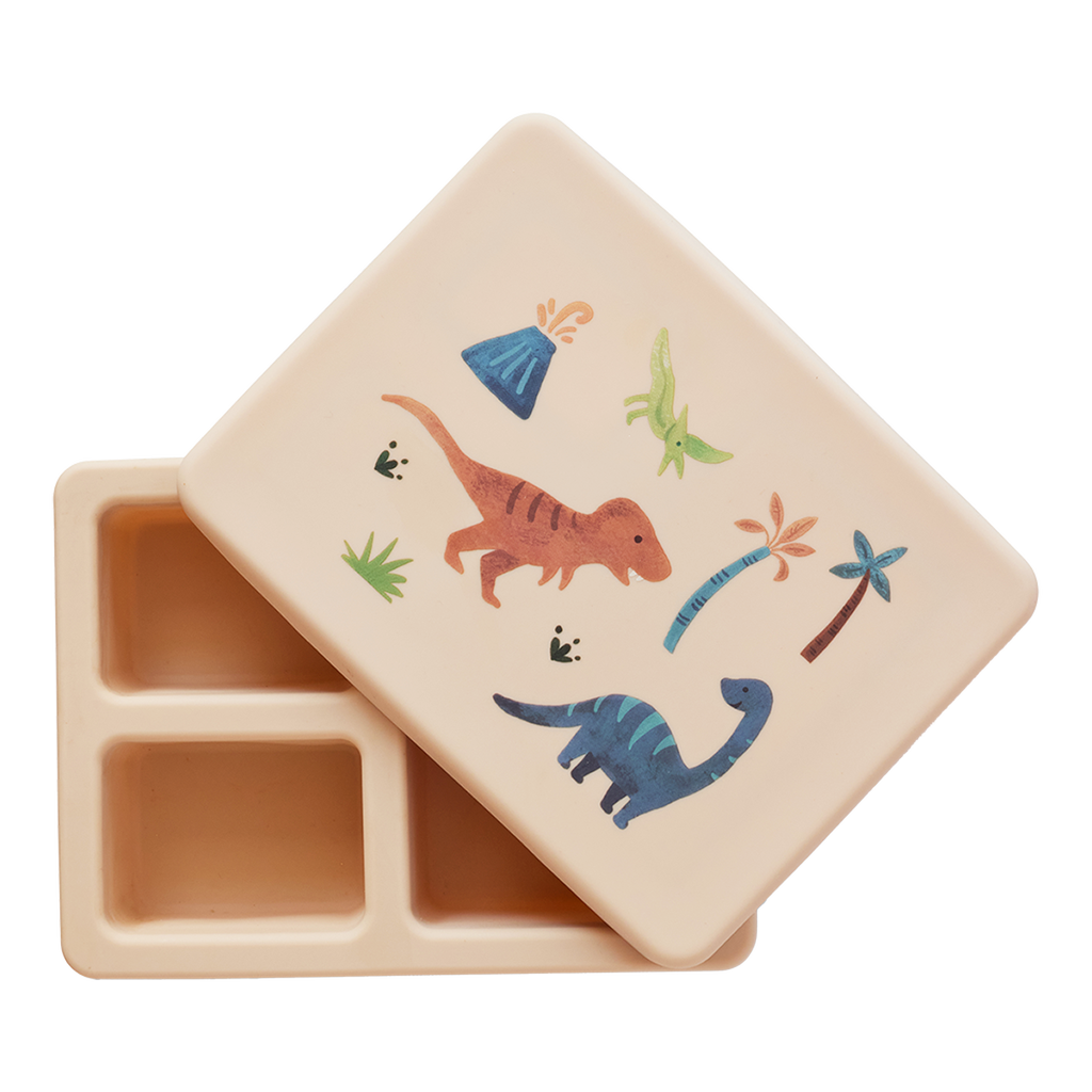 Austin Baby Co Silicone Mini  Bento Box in Dinosaur Warm Cream  product