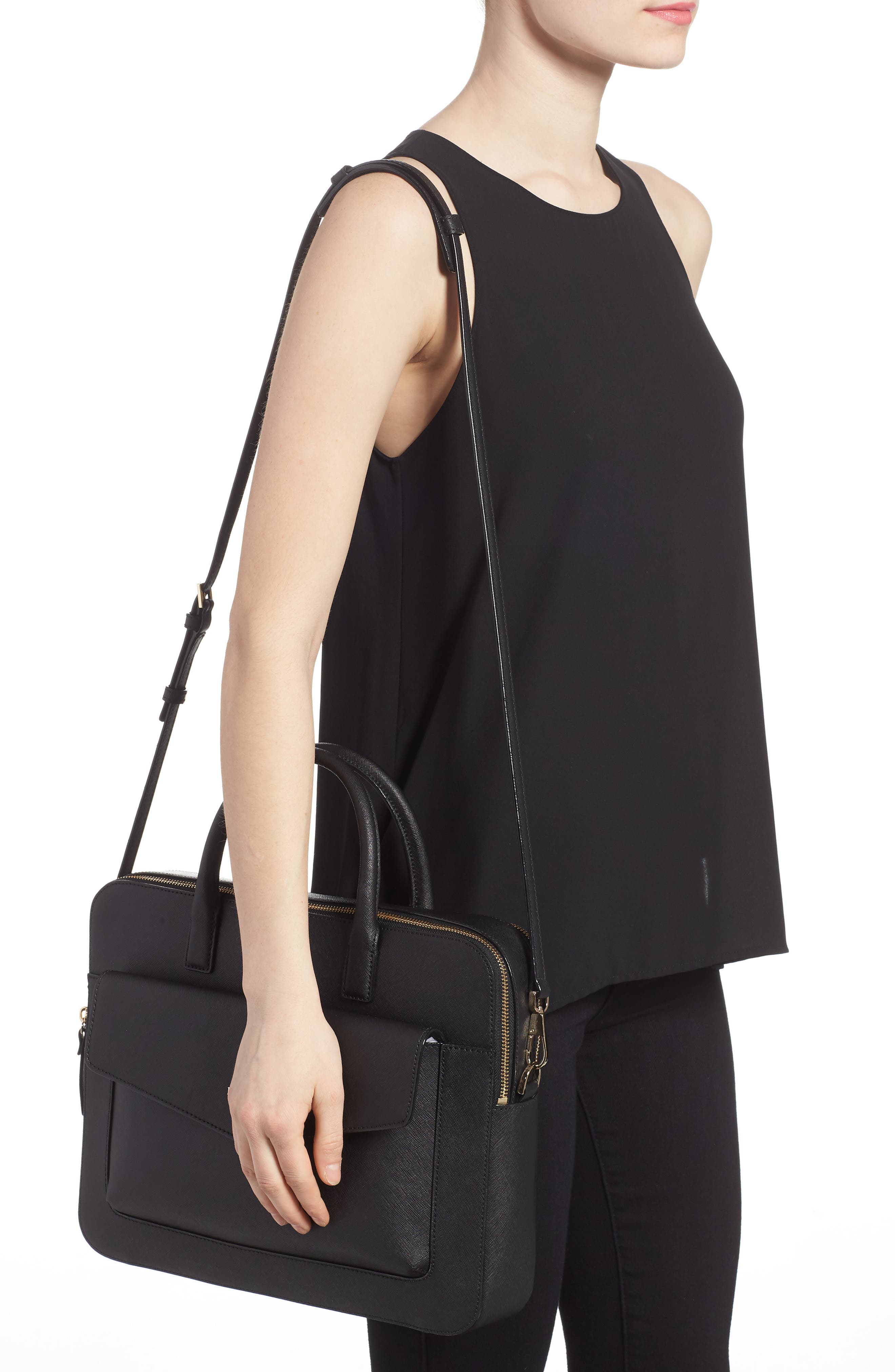 Kate Spade New York 13-inch leather laptop bag, Alternate, color, 