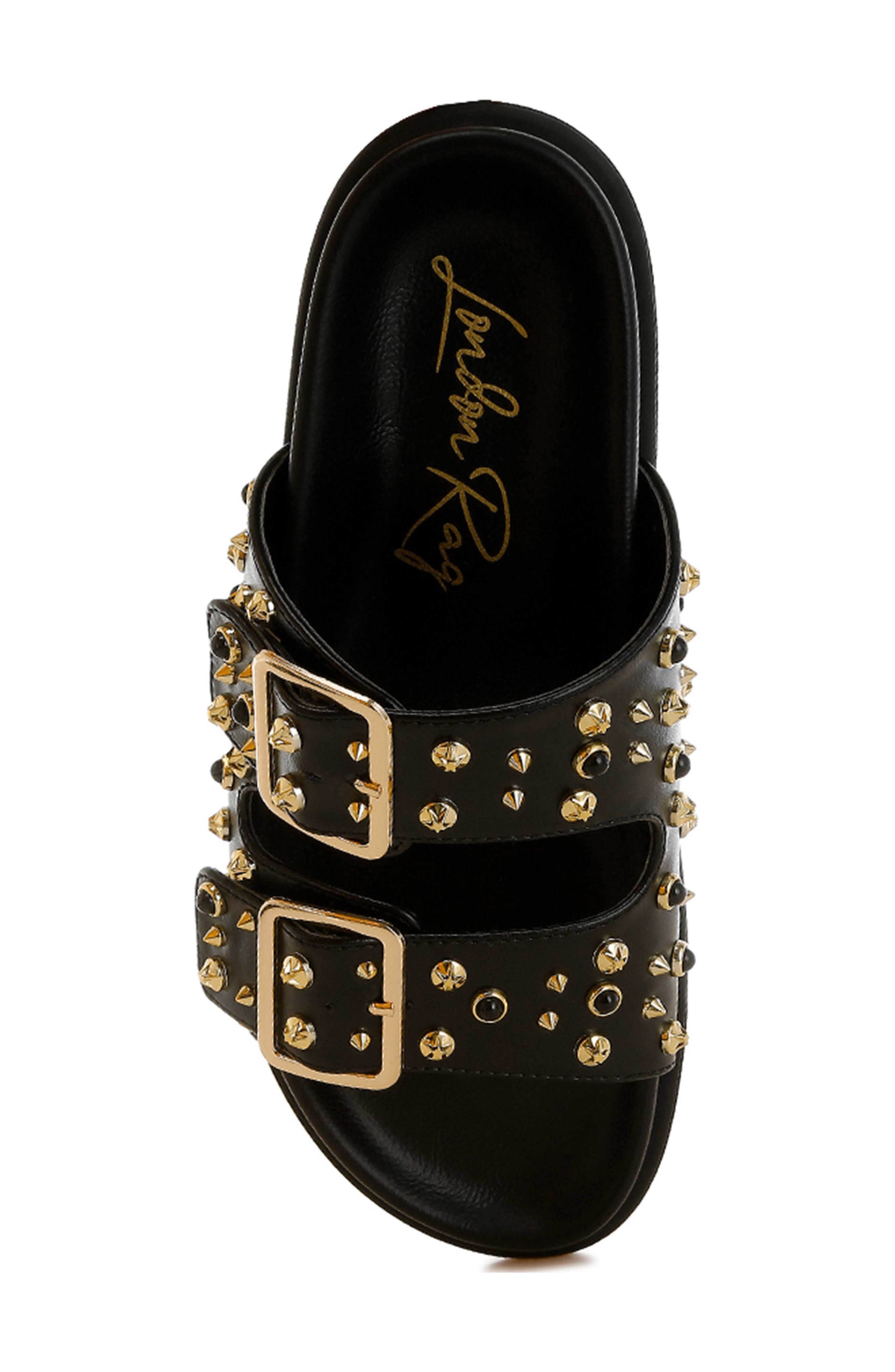 LONDON RAG Lumina Studded Slide Sandal, Alternate, color, Black