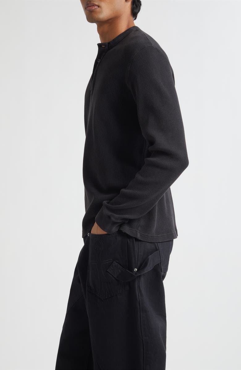 JW Anderson Long Sleeve Waffle Knit Henley, Alternate, color, Washed Black