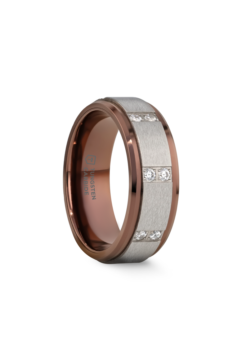 Beowulf Raised Center Tungsten Wedding Band, Main, color, Espresso