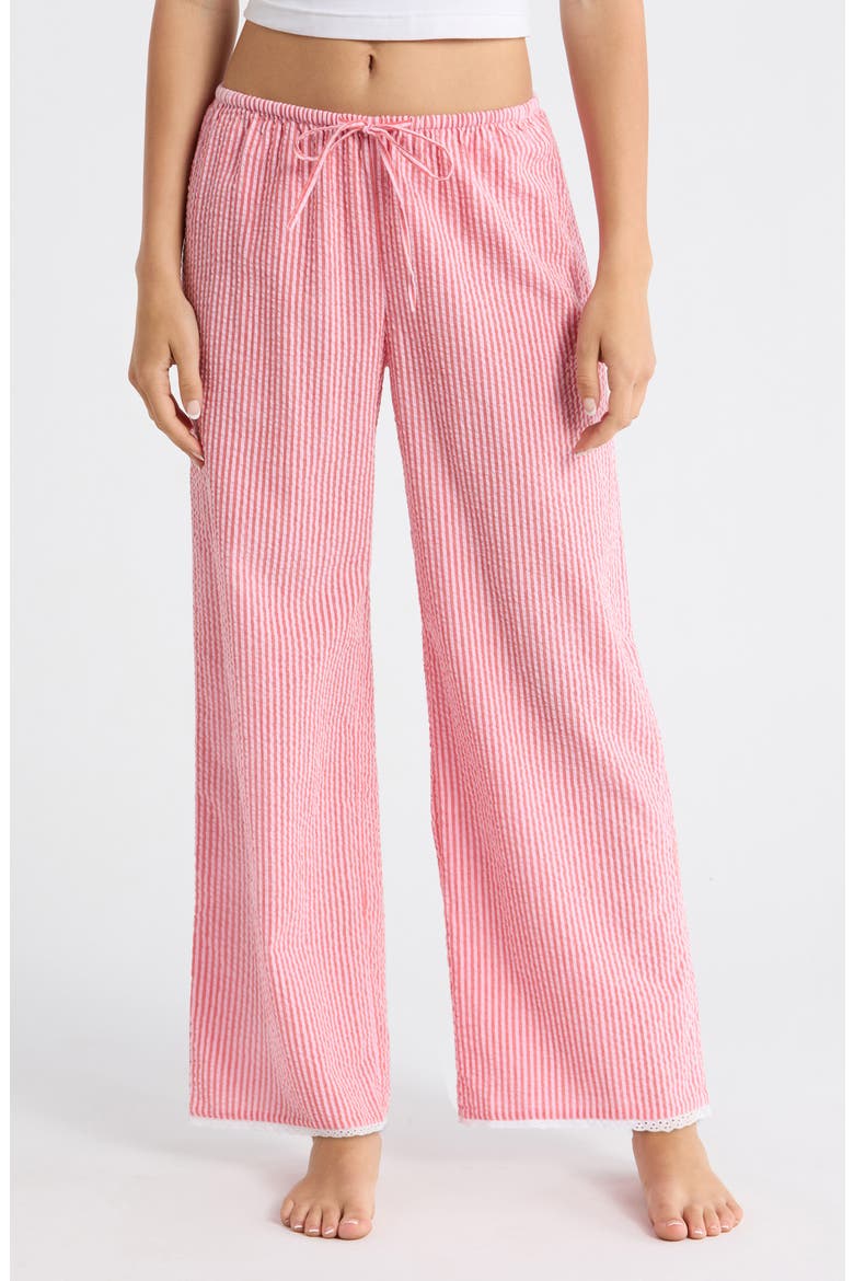 Seersucker Sleep Pants, Main, color, CORAL- PINK HICKORY STRIPE