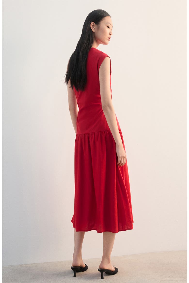 One-Shoulder Drop Waist Cocktail Dress, Alternate, color, RED