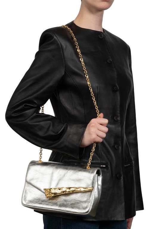 Alexis Bittar The Angular Leather Shoulder Bag In Silver