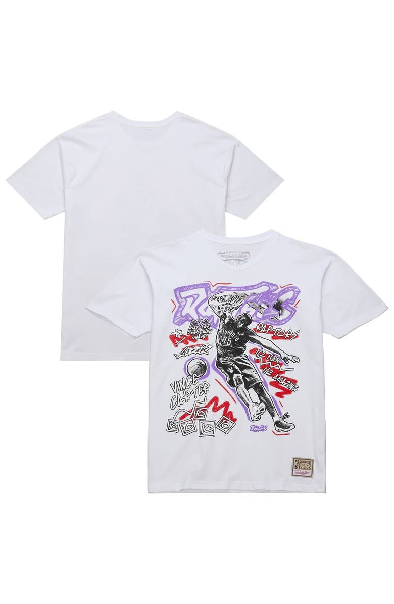 Mitchell & Ness Men's Mitchell & Ness Vince Carter White Toronto Raptors Hardwood Classics Chalked Up T-Shirt, Alternate, color, White