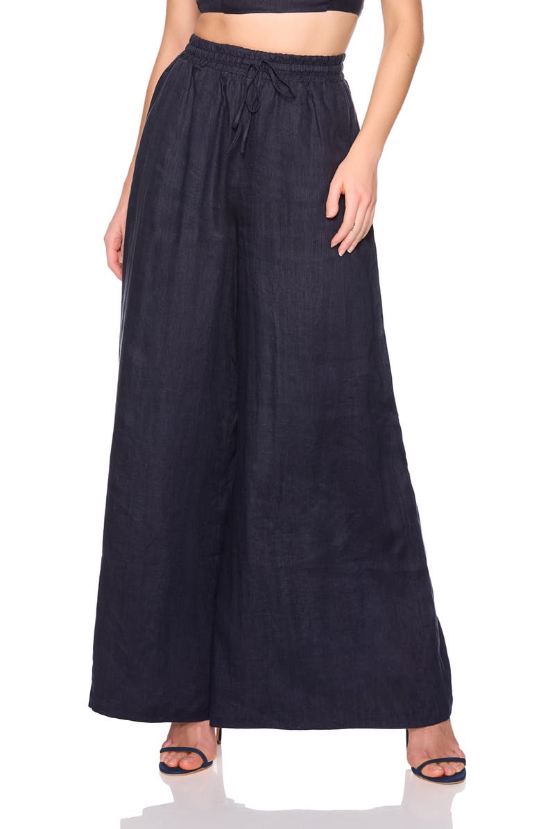 Susana Monaco Tie Waist Wide Leg Linen Pants, Main, color, 