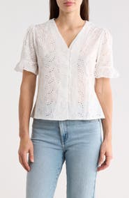 Forgotten Grace Cotton Broderie Anglaise Button-Up Top