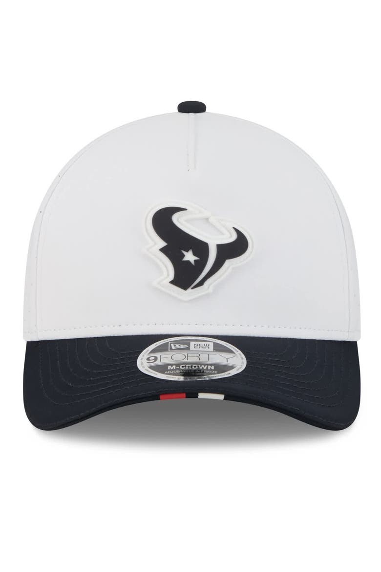 Men's New Era  White/Navy Houston Texans 2025 NFL Training Camp A-Frame 9FORTY Adjustable Hat, Alternate, color, White