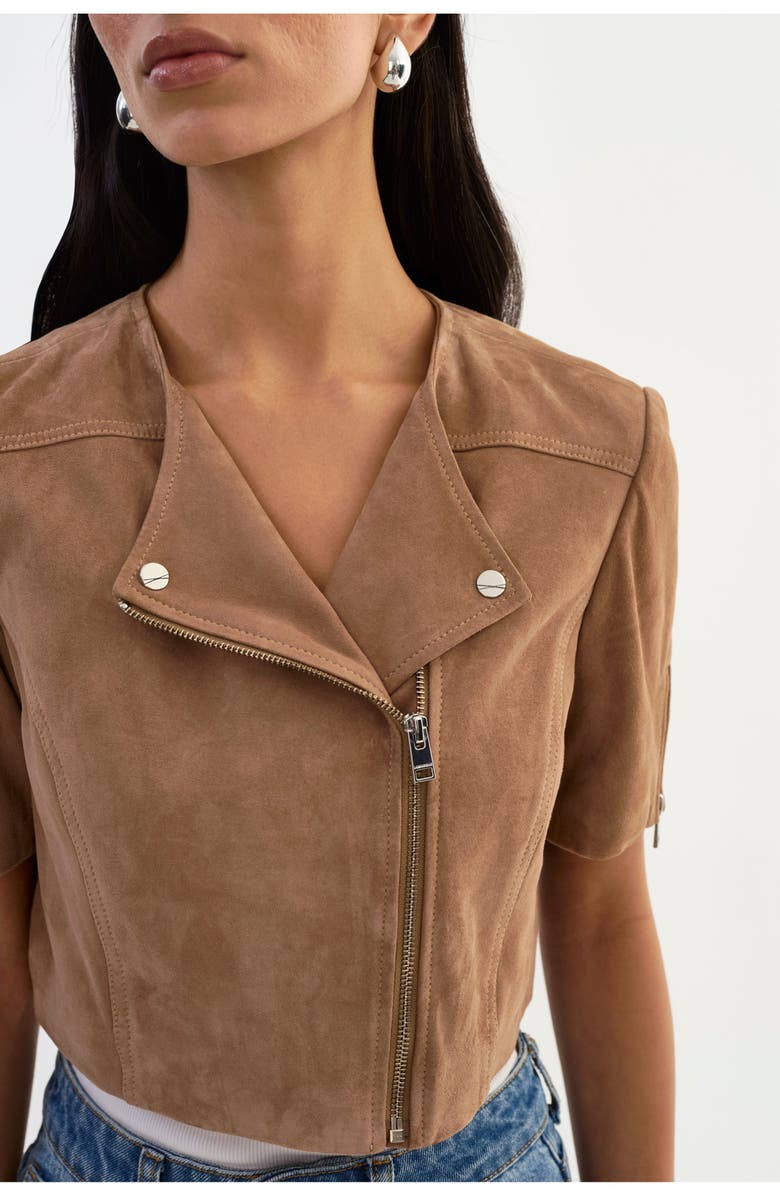 LAMARQUE Kirsi S | Suede Cropped Jacket, Alternate, color, Latte