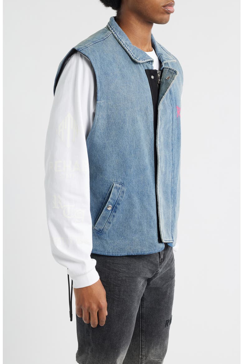 Cesar Graphic Graffiti Denim Vest with Quilted Lining, Alternate, color, GRAFFITI BLUE