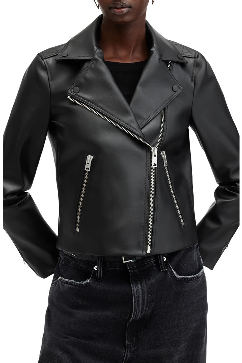 Dalby Desserto Faux Leather Biker Jacket, Main, color, BLACK