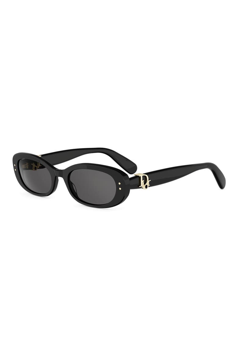 DiorOblique B1I 52mm Oval Sunglasses, Alternate, color, SHINY BLACK / SMOKE