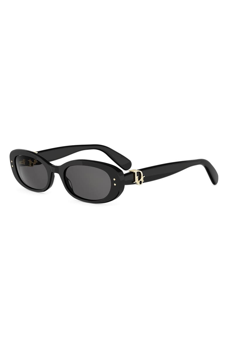 DIOR Oblique B1I 52mm Oval Sunglasses, Alternate, color, Shiny Black / Smoke
