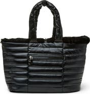 THINK ROYLN Duplex Reversible Faux Fur Trim Tote & Pouch