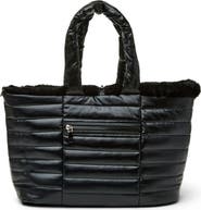 THINK ROYLN Duplex Reversible Faux Fur Trim Tote & Pouch