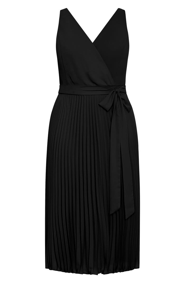 City Chic Lilly Pleat A-Line Dress, Alternate, color, Black