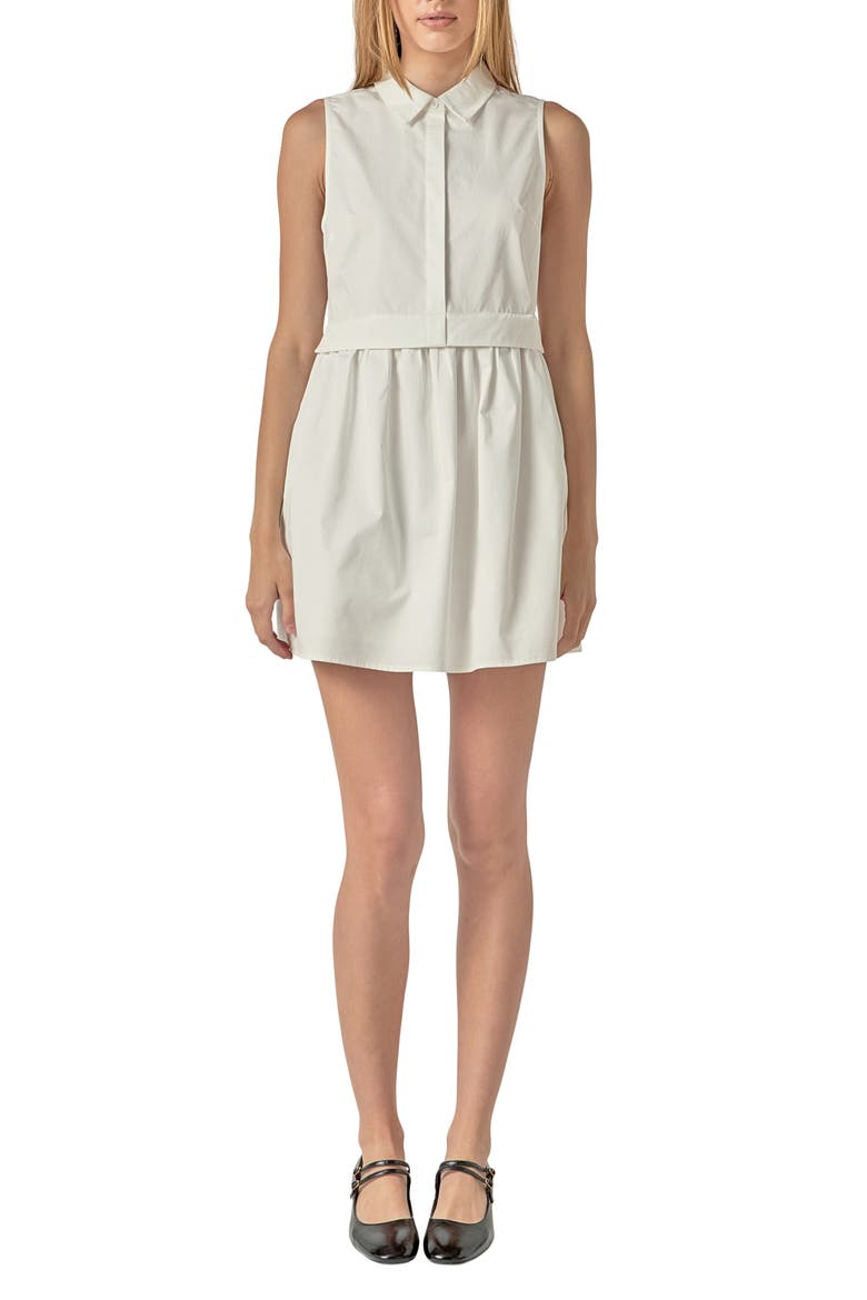 Sleeveless Mini Shirtdress, Main, color, WHITE