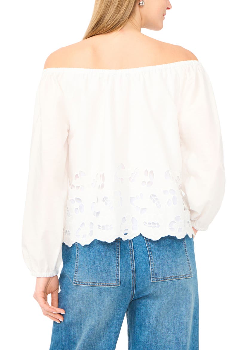 Button-Up Off the Shoulder Top, Alternate, color, ULTRA WHITE