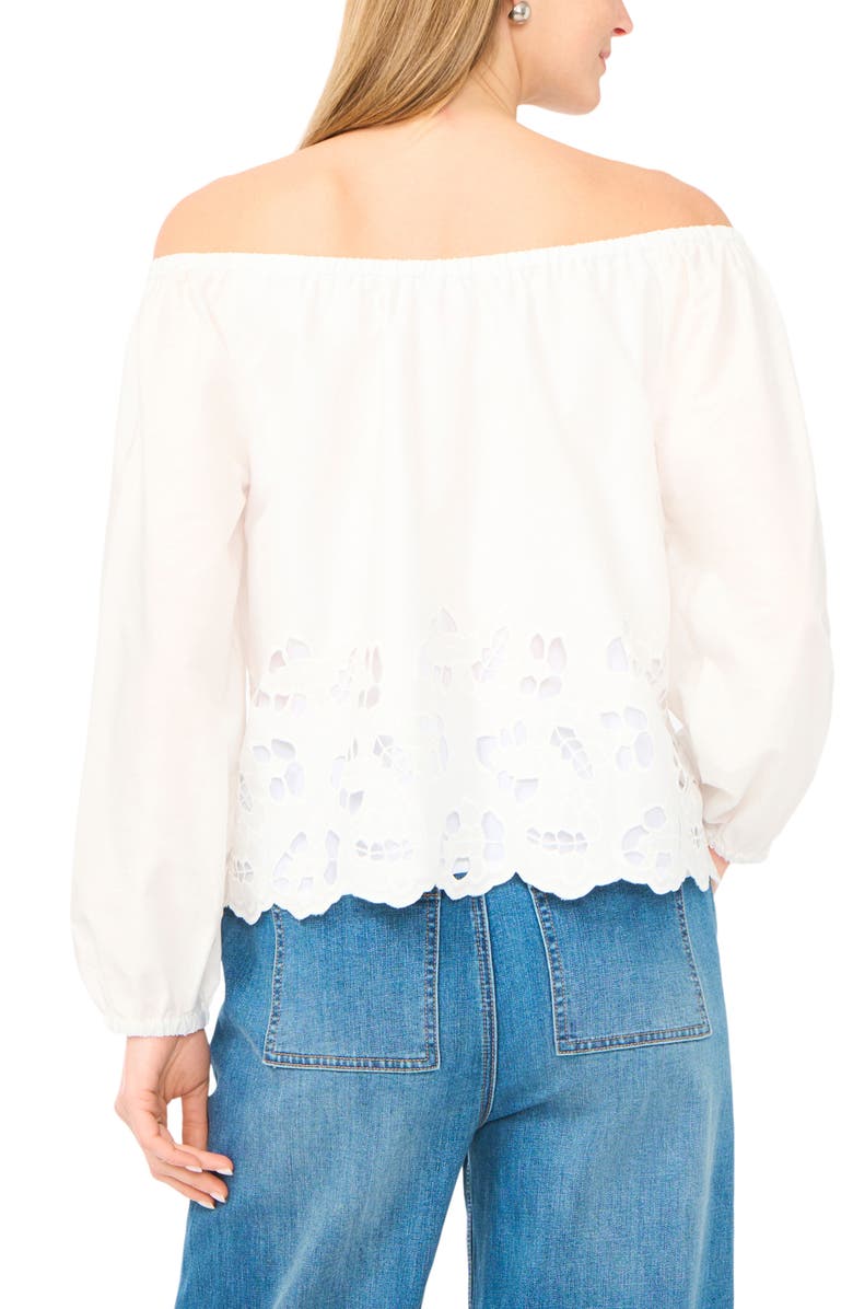 Vince Camuto Button-Up Off the Shoulder Top, Alternate, color, Ultra White