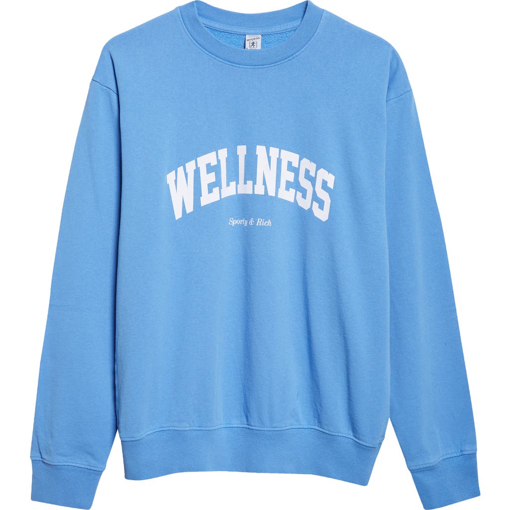 Sporty And Rich Sporty & Rich Wellness Ivy Cotton Graphic Sweatshirt In Blue