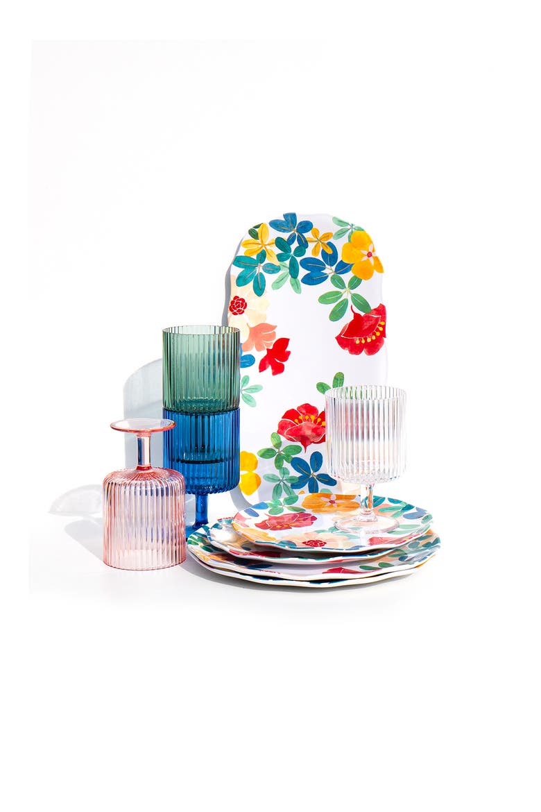 Audrey Floral Set of Six Melamine Plates, Alternate, color, MULTI