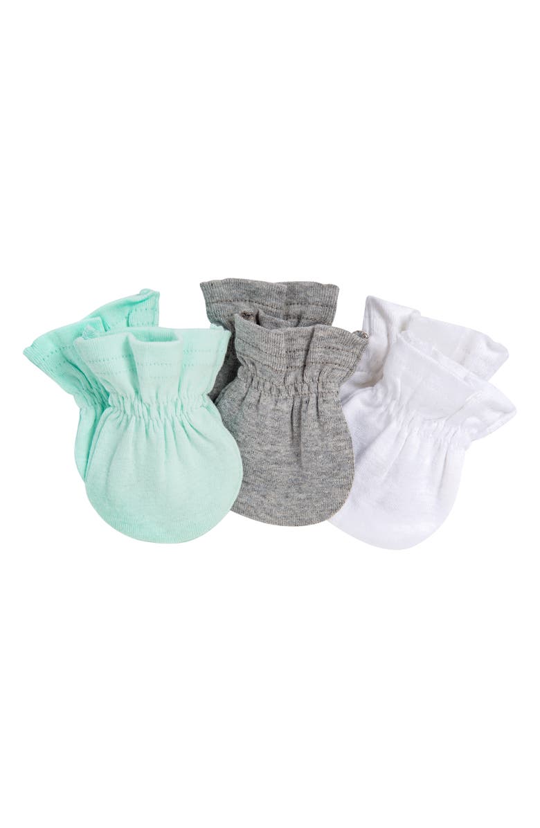 Burt's Bees 3-Pack Organic Cotton Newborn Mittens, Main, color,