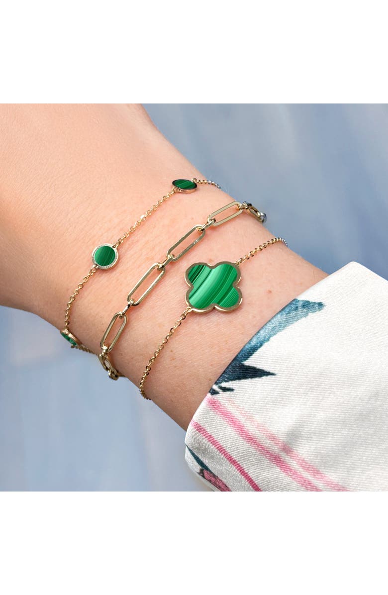 The Lovery Fine Jewelry Malachite Bubble Chain Bracelet, Alternate, color, Malachite