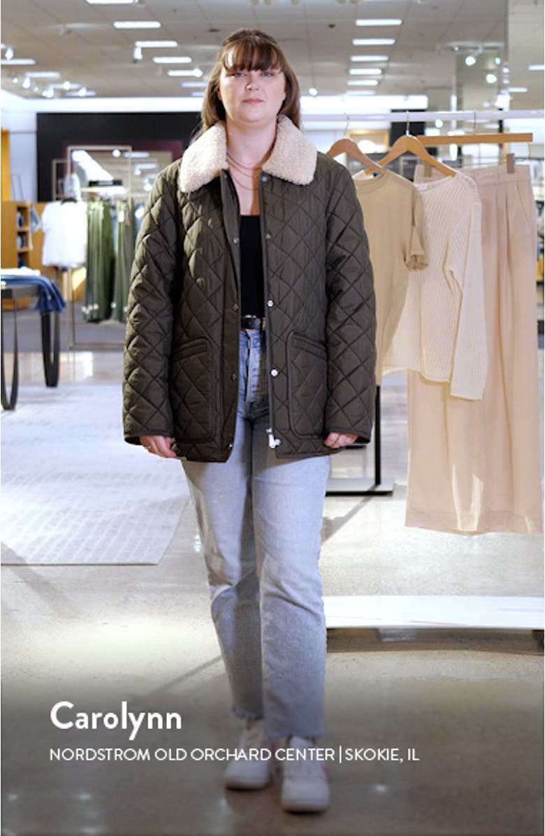 Quilted Coat with Faux Shearling Collar, sales video thumbnail