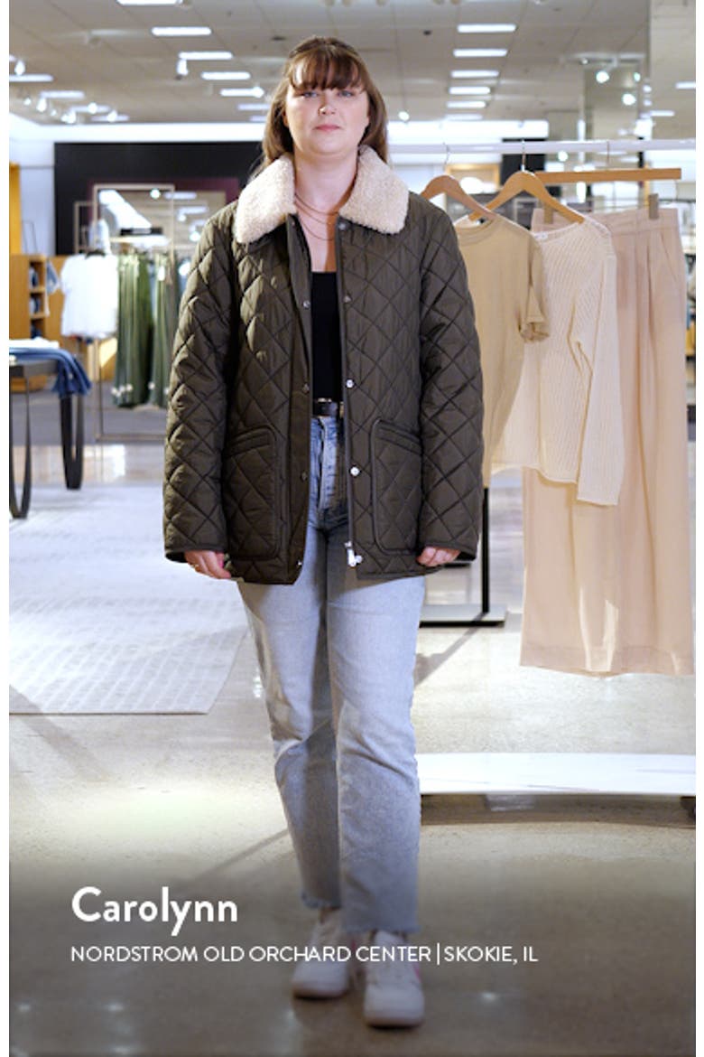 Quilted Coat with Faux Shearling Collar video