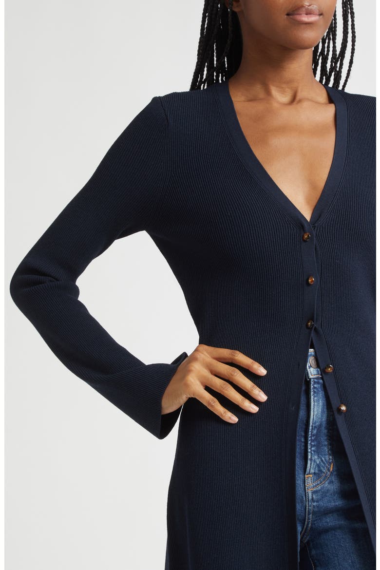 Tulsi Longline Rib Cardigan, Alternate, color, NAVY