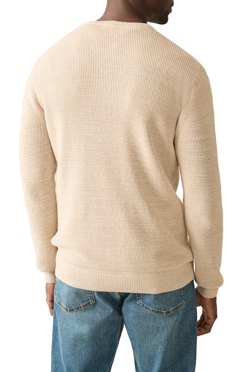 Faherty Sunwashed Stripe Textured Organic Cotton Crewneck Sweater, Alternate, color, Dune Natural Surf Stripe