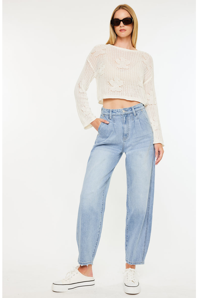 Rea Ultra High Rise Wide Tapered Fit Jeans, Alternate, color, Light Wash